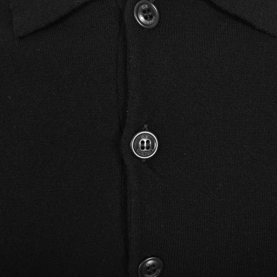 Tシャツ・カットソー C.P. Company Cp Company Buttoned Knit Polo CP Company Wool Knit Polo Black | Mainline Menswear United